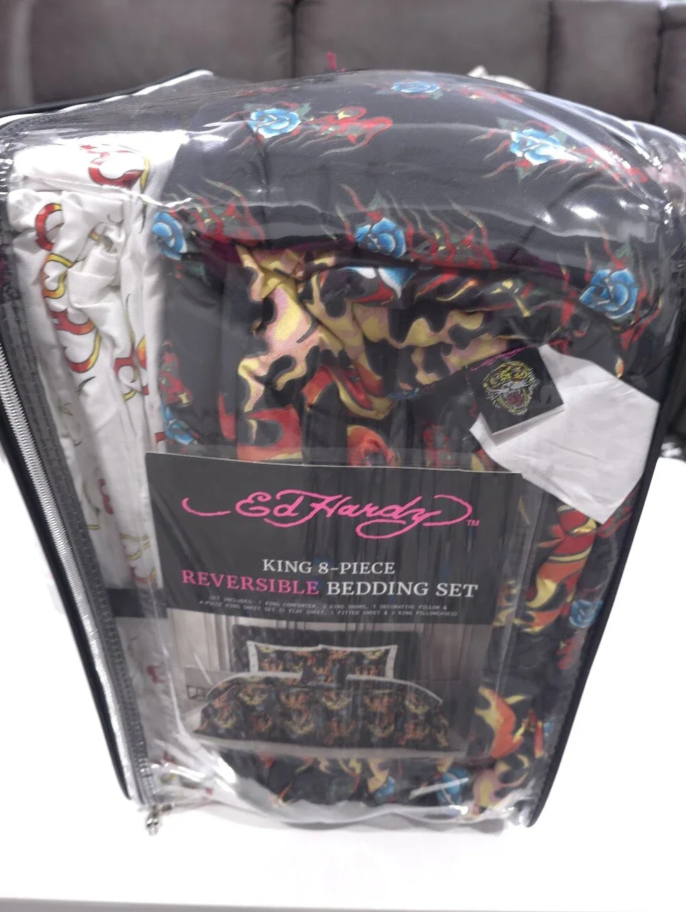 Ed Hardy KING 8 Piece Dragon Comforter Bedding Set New